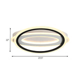 Oval Led Ceiling Flush Mount - 16.5/19.5/23.5 Wide Black & White Acrylic Bedroom Light In