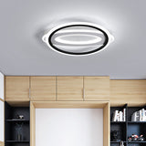 Oval Led Ceiling Flush Mount - 16.5’/19.5’/23.5’ Wide Black & White Acrylic Bedroom Light In