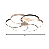 Floral Led Flush Mount Ceiling Light With Acrylic Shade In Black And White - Warm Natural