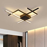 29.5/43 Wide Black Crossed Line Ceiling Flush Mount Led Light In Warm/White Light / 29.5 Warm