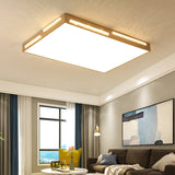 Golden Metal Led Flushmount Ceiling Lamp With Crystal Accents - Simple Square/Rectangular Design