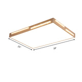 Golden Metal Led Flushmount Ceiling Lamp With Crystal Accents - Simple Square/Rectangular Design