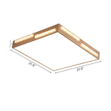 Golden Metal Led Flushmount Ceiling Lamp With Crystal Accents - Simple Square/Rectangular Design