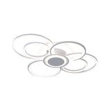 Contemporary Multi-Halo Flush Ceiling Light With Acrylic Shade Available In Warm/White For Bedroom
