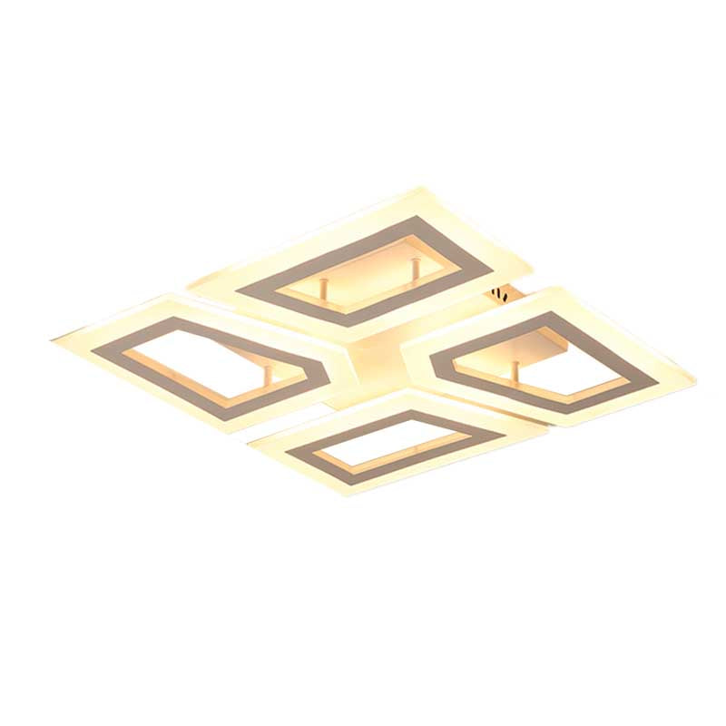 Modern Led Flush Light For Bedroom | Square/Rectangular Splicing Warm/White 16’/24.5’/37.5’ W