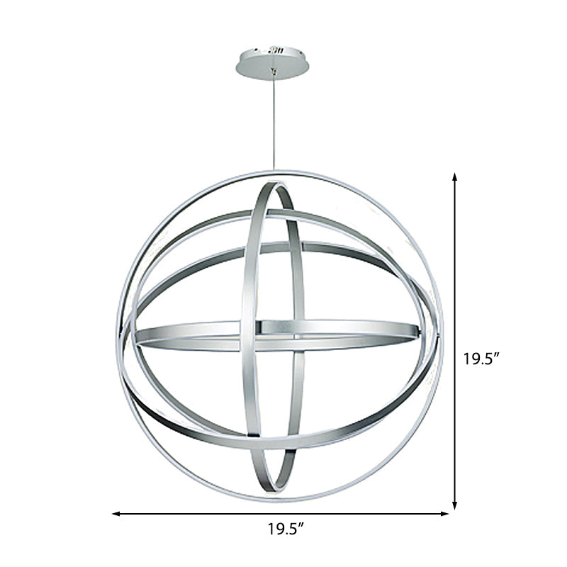 Modern 19.5 Acrylic Globe Chandelier Pendant - White Ceiling Light Fixture