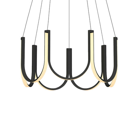 Contemporary U-Shaped Led Chandelier Light: Black/White/Gold Acrylic Ceiling Pendant (White/Warm