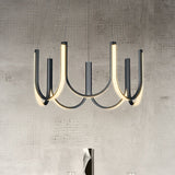Contemporary Black & White U-Shaped Led Chandelier Pendant With Gold Accents - White/Warm Light
