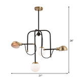 Modern Metallic 4-Light Pendant Chandelier With Adjustable Hanging Rod - Black Finish