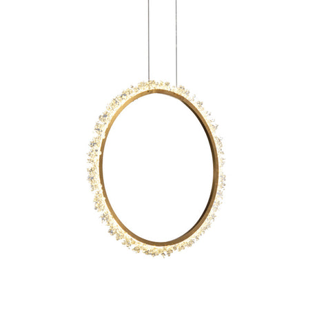 Modern Crystal Led Ring Chandelier Pendant Light In Multiple Sizes And Colors