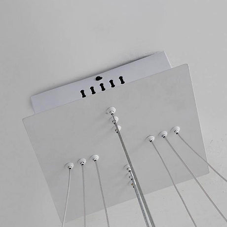 Modern Led Ceiling Chandelier - White Square Hanging Light Fixture Warm/White/Natural 3-Tier Design