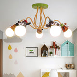 Yellow Octopus Cartoon Metal Ceiling Light With Animal Socket