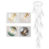 Cognac Glass Ball Multi-Light Pendant: Modern Hanging Lighting For Staircase