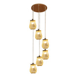 Bamboo Pear-Shaped Multi-Light Pendant: Modern Wood Staircase Lighting