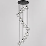 Metallic Geometric Cage Ceiling Light Fixture For Staircase Suspension 12 / Black A