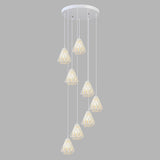 Metallic Geometric Cage Ceiling Light Fixture For Staircase Suspension 8 / White B