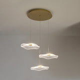 Contemporary Gold Staircase Led Pendant Light With Lotus Leaf Design 3 / Warm