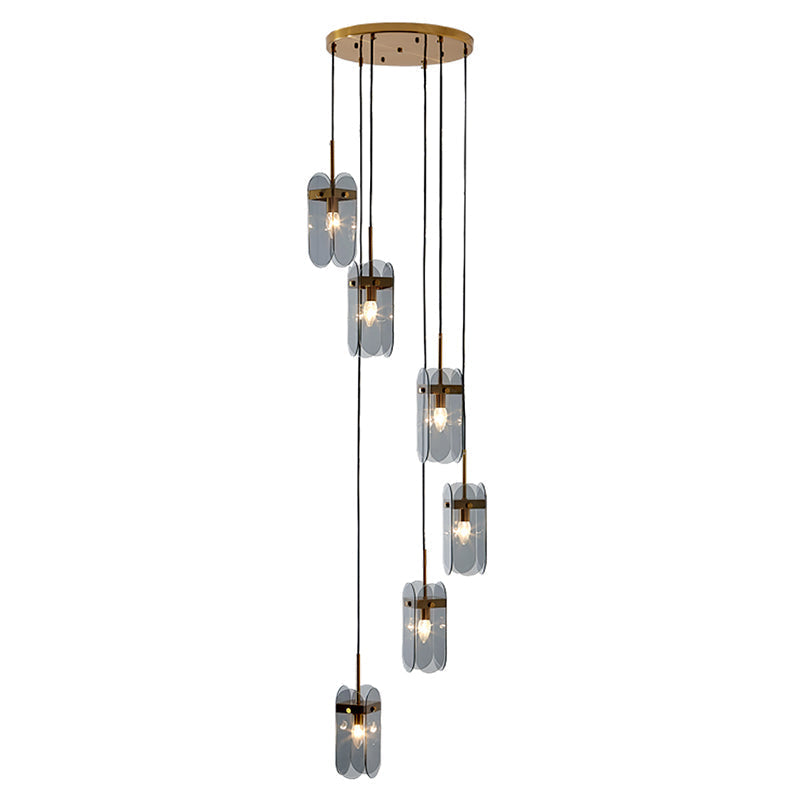 Modern Oval Panel Pendant Light Fixture For Glass Staircases
