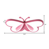 Metal And Acrylic Butterfly Led Flushmount Lamp For Childrens Room In Blue/Pink
