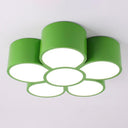 Floral Kindergarten Led Flush Ceiling Light Fixture Green / 18’ Warm
