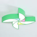 Simplicity Acrylic Pinwheel Led Nursery Ceiling Flush Mount Light Green / 18’ White