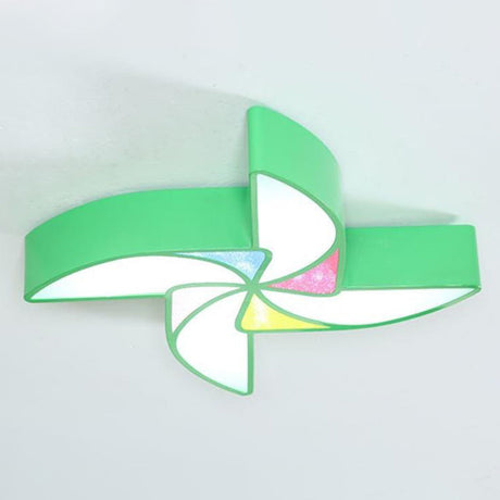 Simplicity Acrylic Pinwheel Led Nursery Ceiling Flush Mount Light Green / 18’ White