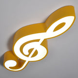 Minimalistic Metallic Led Flush Ceiling Light For Child’s Room With Musical Note Design Yellow /