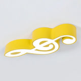 Minimalistic Metallic Led Flush Ceiling Light For Child’s Room With Musical Note Design
