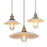 White Industrial Metal Scalloped Umbrella Pendant Light - Single Ceiling Hanging