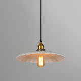 White Industrial Metal Scalloped Umbrella Pendant Light - Single Ceiling Hanging