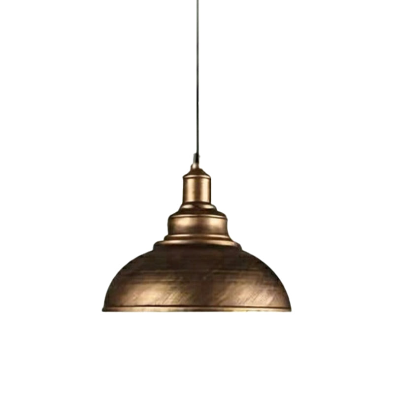 Single-Bulb Vintage Metal Pendant Lamp For Dining Room Pot Cover Hanging Design Bronze / 12’