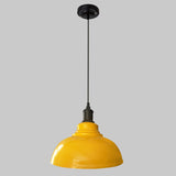 Antique Metal Pendant Light - 1-Light Hanging Fixture For Dining Room Yellow / 12’