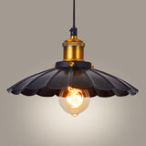 Restaurant Pendant Lamp - Vintage Scalloped Edge Iron Hanging Lighting Fixture With Single-Bulb