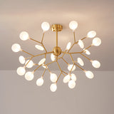 Nordic Gold Led Pendant Light: Branched Firefly Acrylic Chandelier For Bedroom