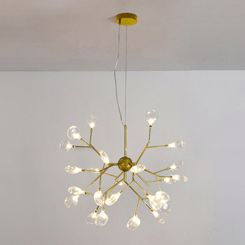 Sleek Gold Led Pendant Light: Metallic Branch Chandelier For Living Room 27 /