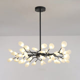 Modern Metallic Led Pendant Light: Branch Shaped Minimalist Chandelier For Living Room 45 / Black