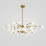 Nordic Style Metallic Branch Suspension Led Chandelier For Living Room 35 / Gold B