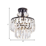 Semi Flush Mount Crystal Block Ceiling Light - Modern 2-Tier Design Black 1