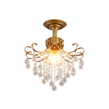 Modern Semi-Flush Mount Ceiling Light With Curve Arm And Faceted Crystal Balls In Gold/Black Perfect