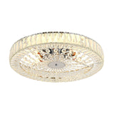 Contemporary Crystal Block Led Chrome Ceiling Fixture - Drum Flush Mount Light 16/23.5 Wide