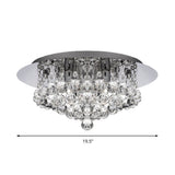 Contemporary Crystal Chrome Ceiling Light - Cascading Flush Mount 3/4/6 Lights 8/14/19.5 Wide