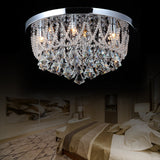 Modern Crystal Strand Ceiling Lamp - Dome Flush 3 Lights 14/18 Wide Chrome; Ideal For Bedroom Chrome