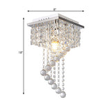Modern Crystal Chrome Flush Mount Spiral Ceiling Light For Balcony - 8/15 Wide