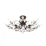 Black Crystal Leaf Semi Flush Mount Light - Modern Metal Ceiling Fixture With 6/8/10 Lights 8 /