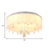 Led Flush Mount Ceiling Light With Crystal Drop And White Glass Shade - Simple Style 19.5/23.5 Wide