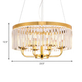 Modern Gold Chandelier Light With Crystal Ceiling Rectangular-Cut 6/8/12 Lights - 18/31.5 Wide