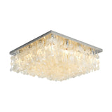 Modern Crystal Led Chrome Ceiling Light For Bedroom - Square Flush Mount 16/19.5/23.5 Wide