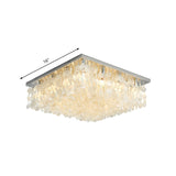 Modern Crystal Led Chrome Ceiling Light For Bedroom - Square Flush Mount 16/19.5/23.5 Wide