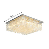Modern Crystal Led Chrome Ceiling Light For Bedroom - Square Flush Mount 16/19.5/23.5 Wide