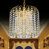 Modern Faceted Crystal 3-Light Gold Chandelier For Lobby Bar - Rain Hanging Light Fixture
